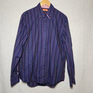 Marc Ecko Dress Shirt Royal Blue Double Fold Collar Cotton Size M